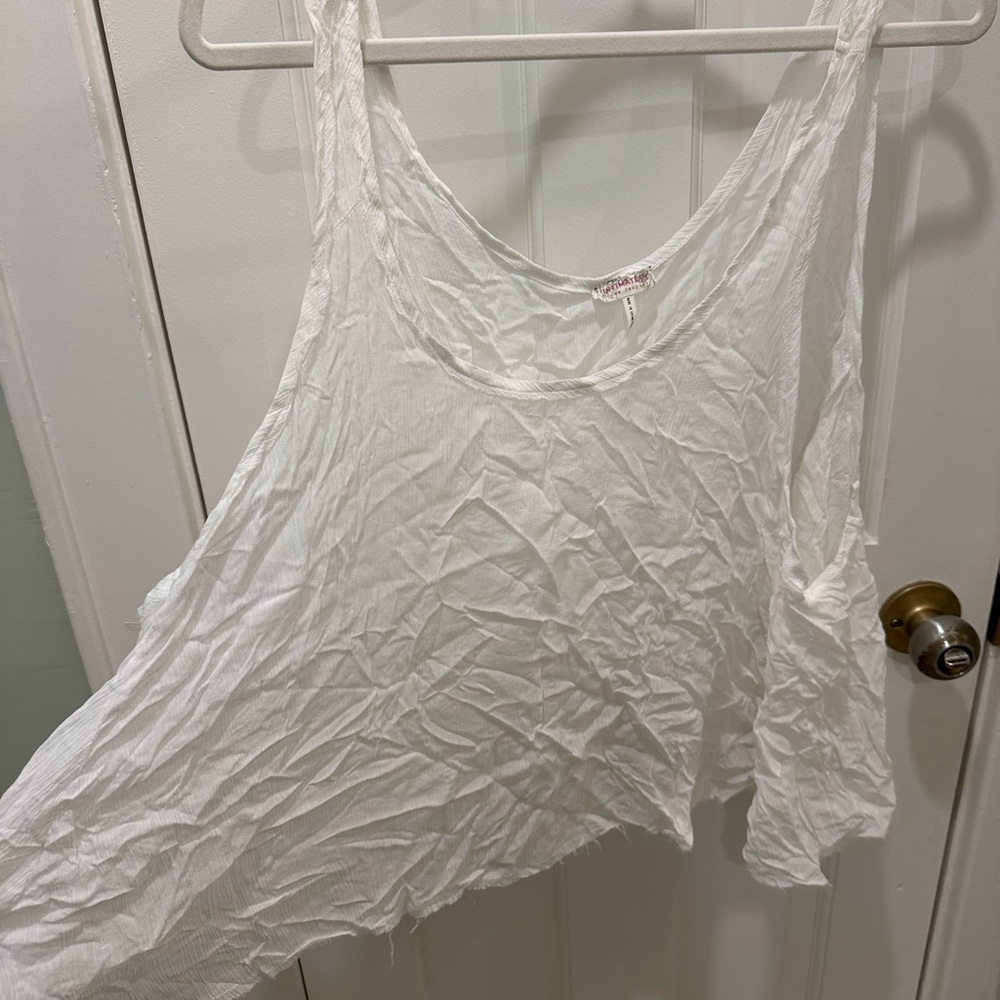 Free People White Sleeveless Tank Top